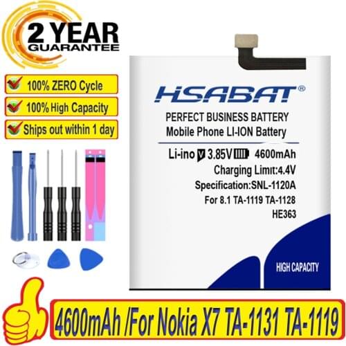 100% Original HSABAT 4600mAh HE363 HE362 Battery For Nokia X7 TA-1131 TA-1119 for Nokia 8.1 TA-1119 TA-1128
