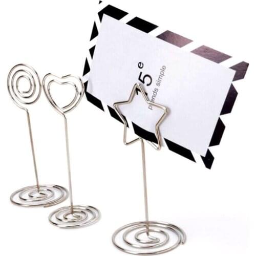 20pcs Heart Pattern Table Number Holders Name Card Holders Photo Stand Note Memo Clip Rustic Wedding Decoration