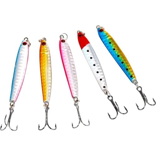 5Pcs 13.6g Fishing Lures Hard Baits Casting Lure Deep Sea Pencil Spoon Jigs with 2# Hook
