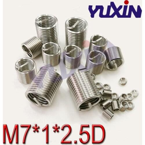50pcs M7*1*2.5D Wire Thread Insert Stainless Steel 304 Wire Screw Sleeve, M7 Screw Bushing Helicoil Wire Thread Repair Inserts