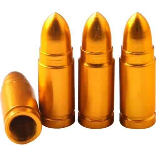 4 Pieces Car Truck Aluminum Wheel Tire Valve Stem Air Cap Covers Gold