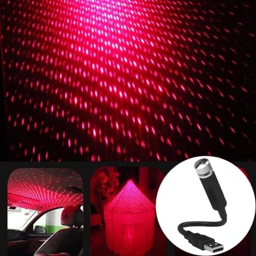 Car USB Atmosphere Ambient Star Projector Night Light Car Interior LED Decorative Lights Adjustable Romantic Car Roof Light Blue