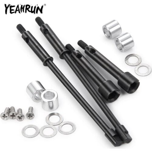 YEAHRUN Black Steel Stub Axles CVD Joint Drive Shaft for Axial SCX24 90081 1/24 RC Crawler Car Upgrade Parts Accessories