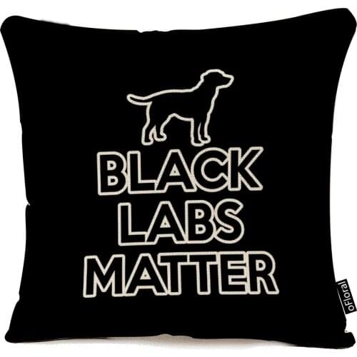 OFloral Throw Pillow Case Black Labs Matter Decorative Pillow Cover Square Accent Cushion Cover for Sofa and Couch 18x18