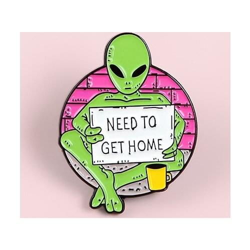 Begging ET Enamel Pin Custom Alien Brooches for Shirt Lapel Backpack Banner Funny Badge Jewelry Gift for Kids Friends