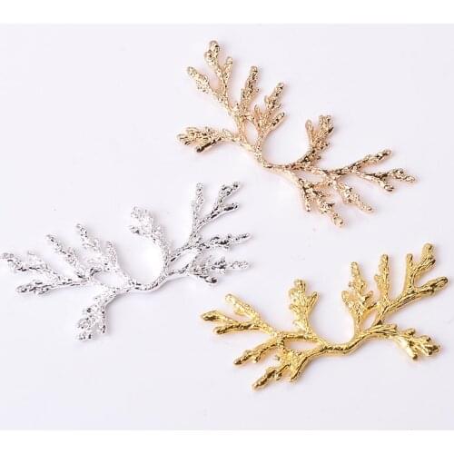 20 PCS 25x59mm Gold Silver Plated Branches Metal Alloy Headwear Accessories For DIY Jewelry Making Component
