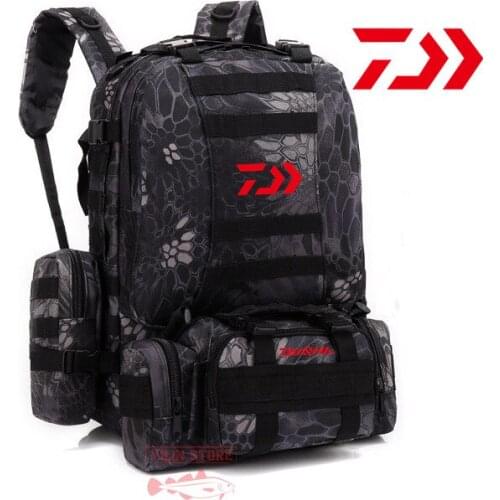 Daiwa Camouflage Fishing Backpack Mens Cycling Hiking Fishing Bag Leisure Backpack Outdoor Travel Tactical Climbing Sports Bag