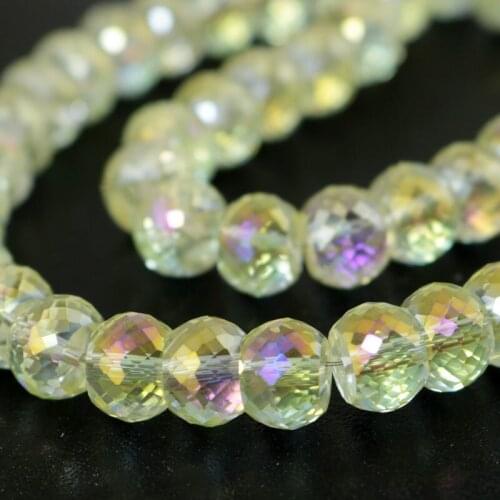 20pcs 10x8mm yellow ab plated colors Crystal Glass Beads Round Cut Faceted Beads For Craft Crystal Curtain DIY Making Beads