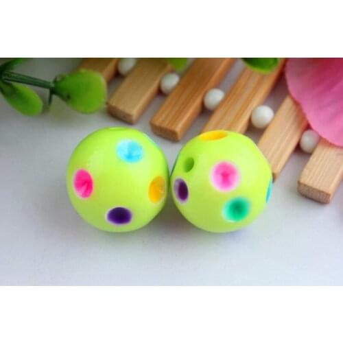 Kwoi vita Latest!! 50pcs/lot lime green 20mm acrylic polka dot beads,acrylic round chunky beads for chunky necklaces making