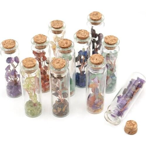 Copper Wire Wrap Tree of Life Many Colors Irregular Shape Quartz Stone Pendant Wish Bottle Ethnic Style Jewelry