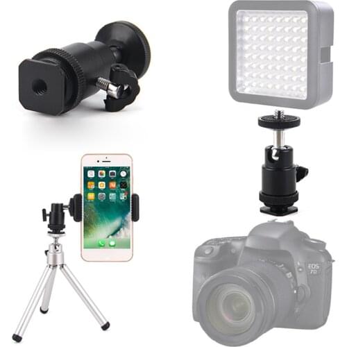 Metal Hot Shoe Pan Tilt Excellent Craftsmanship Well Durability Universal Ball Head andPhone Holder Selfie Clip Mount Stand