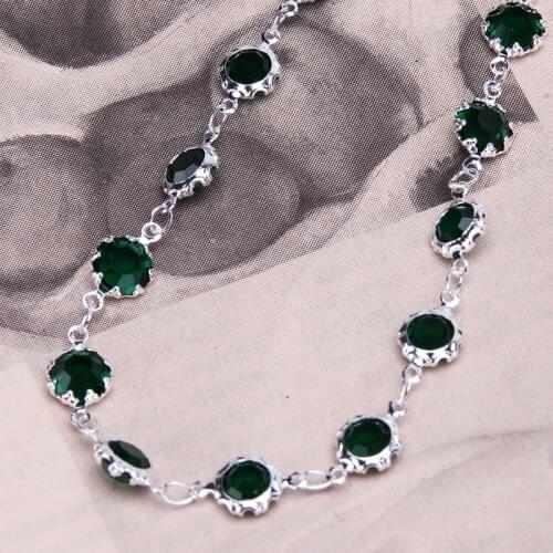 Fashion Jewelry Green Zircon Choker Necklace for Women Geometric Collier Femme Jewelry Gold Color Link Chain Trendy Alloy