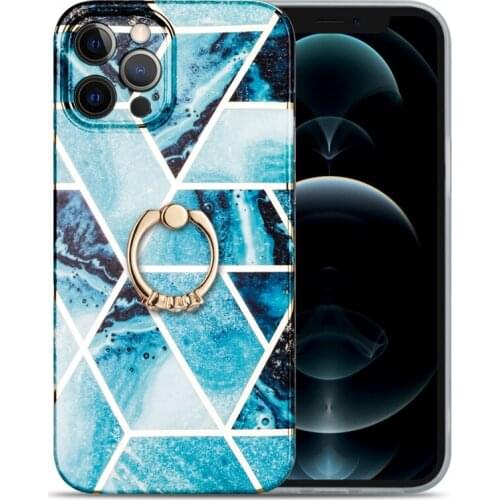 Marble Shockproof Phone Case For iPhone 11 Pro Max 12 Mini XR X XS 7 8 Plus 12 Pro Max Plating Soft IMD Silicone Ring Cover