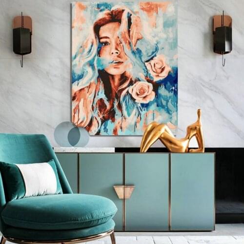 Paint by number art painting by numbers Abstract hand drawn flower girl creative decorative drawing hand drawn decompression