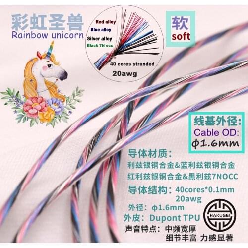 Quaternary alloy earphone upgrade cable base (40 cores *0.1mm) 20awg OD:1.6MM