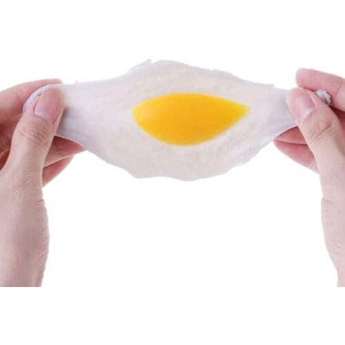 NEW Kitchen Food Toy Pretend Play Cooking Gag Sticky Rubber Egg Squeeze Joke Toy