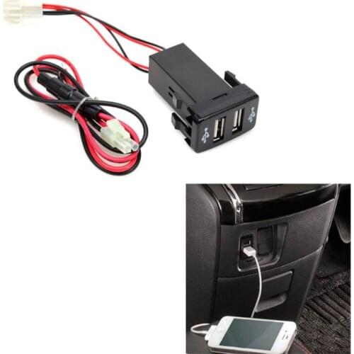 New Charger Adapter Twin Dual Double 2 USB Port 12V In Car Socket for Toyota Yaris Sequoia Highlander Tacoma 4Runner RAV4