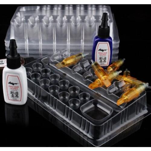 20Pcs S L Disposable Tattoo Cartridge Holder Tray Transparent Plastic Stand Microblading Tattoo Needles Ink Makeup Tool