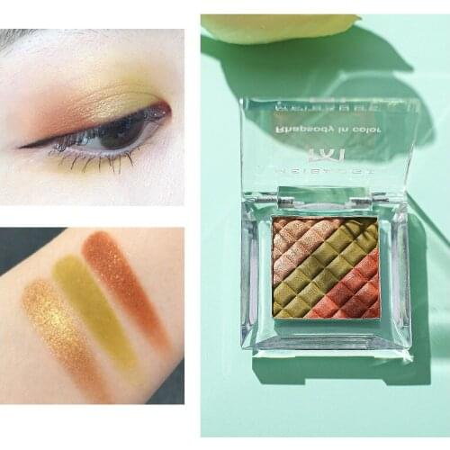 Three-color chocolate eyeshadow palette matte compact and portable pearl glitter earth color silkworm 3 color eyeshadow