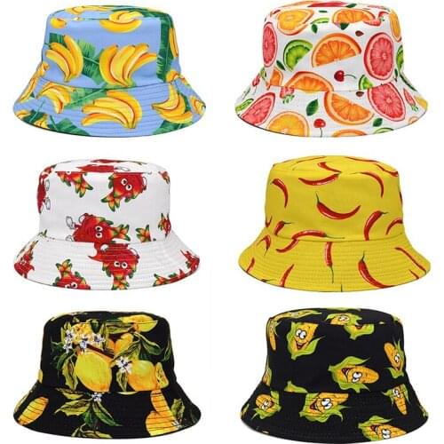 Summer Fruits Print Bucket Hats Girls Fashion Hip Hop Sun Visor Hat Men Women Fishermans Cap Boy Panama Gorros