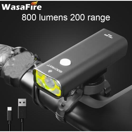 Bicycle Headlamp Light 800 Lumen Handlebar Headlight 5 Modes 2500mAh IPX6 Waterproof Bike Front Lights USB Charging Flashlight