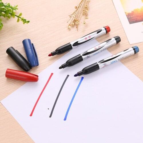 50pcs Black Blue Red Permanent Oil Marker Pen Token Pens for Paper Metal Glass Marking Pen Office School Supplies Large Capacity