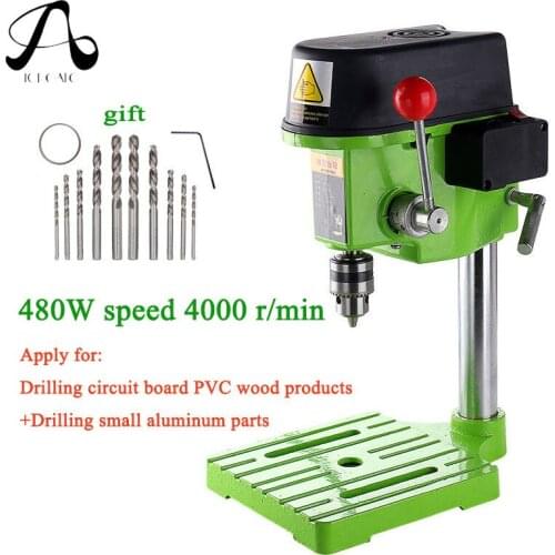 AC 220V 480W Adjustment Drill Bench Press Stand Tool Drilling Table Milling Machine Workbench Used with BG6300 Worktable