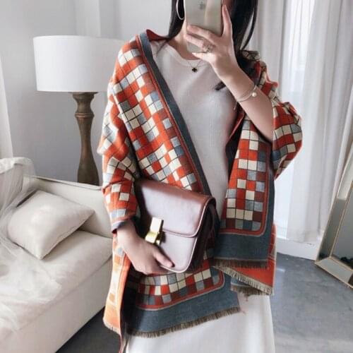 Brand Designer New Women Scarf Luxury Cashmere Shawl Lady Thick Warm Pashmina Winter Scarves Shawls WrapsAll-Match blanket