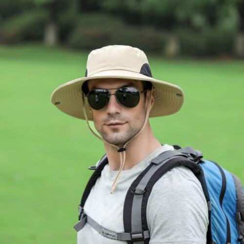 Unisex Wide Brim Fishing Hat Summer Sun Hats UV Protector Caps Breathable Mesh Men Outdoor Sports Camping Hiking Caps