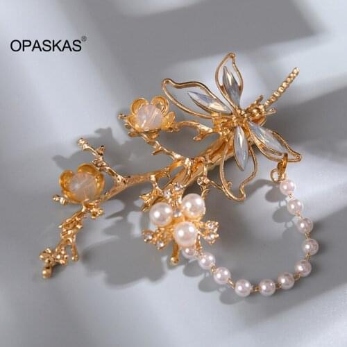 Dragonfly Hairpin with Pearl Tassel Cute Vintage Headdress Hanfu Clothing Accessories for Little Girls PT PT