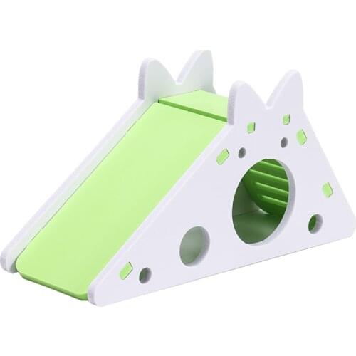 Hamster Hideout Cute Hamster Exercise Toy Wooden Hamster House With Ladder Slide For Guinea Pig Hamster Accessories Hamster Cage