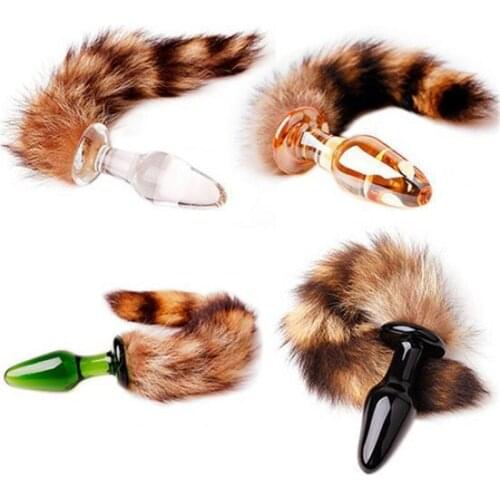 Glass Fox Tail Anal Toy G-Spot Clitoral Massager Anal Butt Plug Hot Erotic Sex Toys For Woman Couple