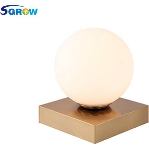 SGROW Glass Ball Table Lamp with G9 Light Source Indoor Lighting Gold Metal Base Stand Desk Lights for Bedroom Dinning Room Lamp