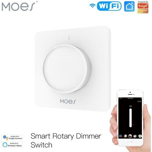 New WiFi Smart Rotary Light Dimmer Switch Brightness Memory Smart Life/Tuya APP Remote Control Works with Alexa Google EU