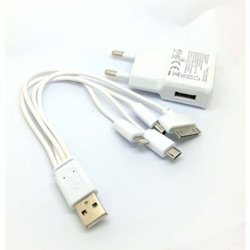 4in1 Universal USB Wall Charger Travel Power Charging cable 4in1-USB+CAR-Charger-Cable for iPhone-4-5 6-iPod-Nokia-Samsung-HTC