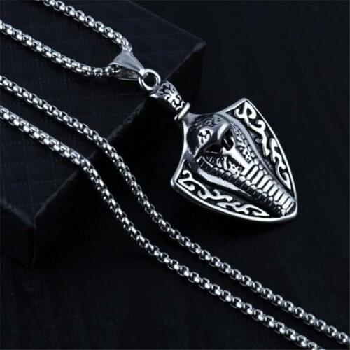 Vintage Stainless Steel Snake Pendant Necklace European And American Domineering Men Silver Color Jewelry Accessories Male Gift