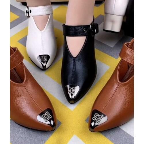 Womens V-neck Ankle Boots Ladies Big Size 34-43 Designer Shoes heel with Heart-shaped Women Autumn Hook & Loop Mary Jane Boots