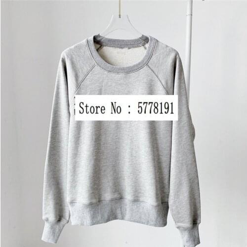 2021SS Casual Woman Cotton Sweatshirt Round Neck Front black letter print Long Sleeves Pullovers