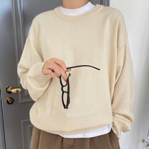2021 Spring New Korean Fashion Casual Round Neck Pullover Sweater Casual Loose Tops For Women X640