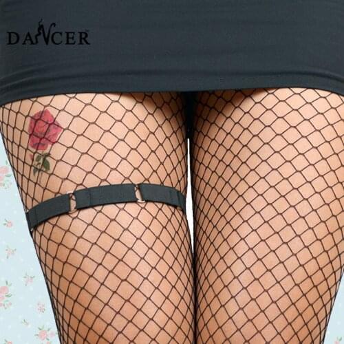 2 pcs Women hand made Black leg garters let garter set harness gothic woman costume garter belt top Fashion gothic stockings