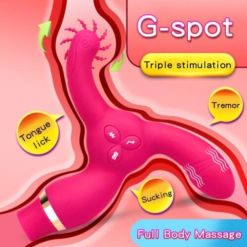 3 in 1 G-Spot Vibrator for Women Sex Toy Vibrador Clit Sucker Tongue Licking Female Masturbator Sex Adult Toy for Woman Sex Shop