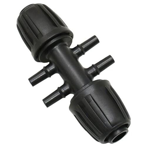 Drip irrigation 6mm to 1/2 inch hose 4-way connector with lock nut reducing water divider double way irrigation connector 25pcs