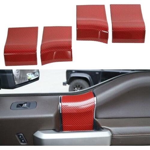 4pcs/Set Car Interior Door Handle Panel Cover Trim Decor Fit for Ford F150 2015 2016 2017 2018 2019 2020 2021 Carbon Fiber Style