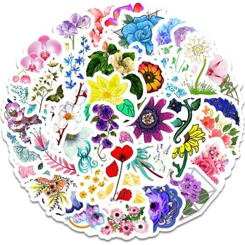42Pcs Colorful Flower Cute Fresh Kawaii Sticker Waterproof For Suitcase Refrigerator Skateboard Car Accessories Sticker
