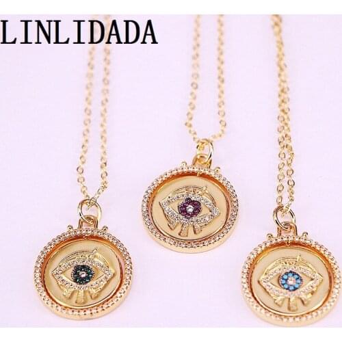 5Pcs Round Eye Cz Crystal Zircon Choker Necklace Gold Color Jewelry For Men Women Girls Gift
