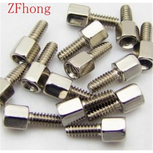 500pcs/ lot High Quality 4#-40*5+L VGA Connector Screw Brass With Nickel Hex Standoff Spacer Length 5mm--20mm