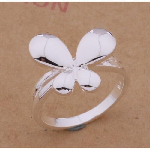 AR191 Fashion Jewelry Silver Color Gifts Popular Rings For Women Glittering Four Leaf Clover /ajbajaia Aztajraa