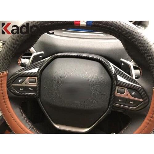 For Peugeot 3008 2016-2021 For Peugeot 2008 2020-2022 Carbon Fiber Steering Wheel Cover Trim Frame Cover Trim Car Accessories