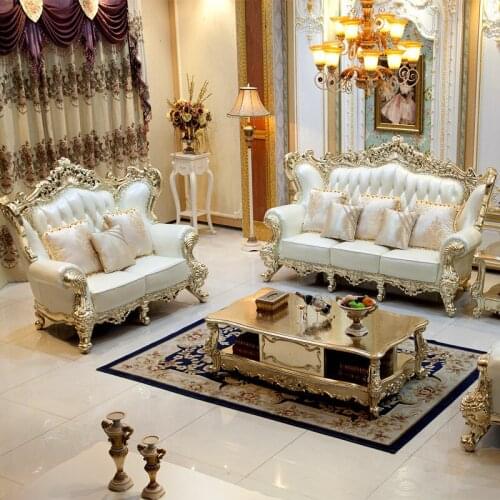 European-style Sofa French-style Sofa Single and Double Three-person Villa High-end European-style Living Room Leather Sofa