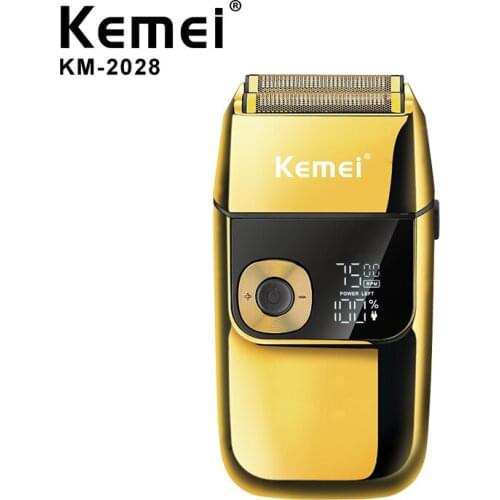 KEMEI KM-2028 Mens Reciprocating Electric Metal Shaver LED LCD Display Adjustable Speed USB Electric Clean Shave Shaving Shaver